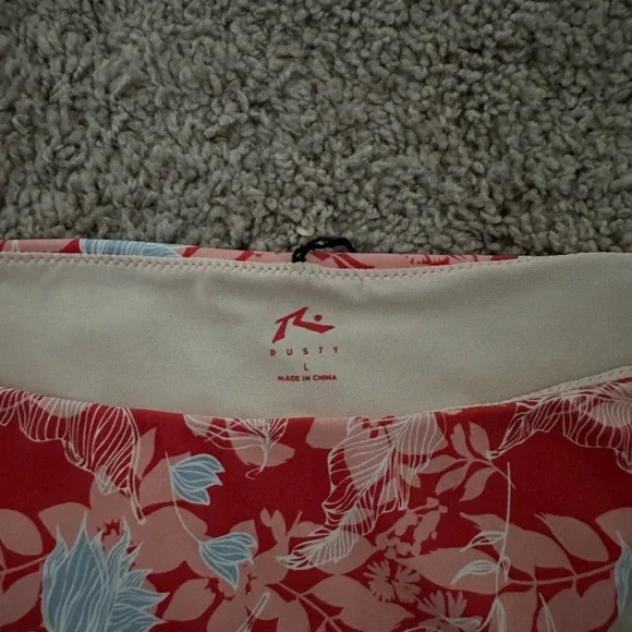 Rusty Midi Bikini Bottom L Blue Poppy Floral Sustainable Swim BNWOT - Picture 3 of 5